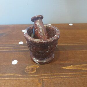 Red Zebra Marble Mortar & Pestle (Pakistan)